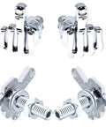 Finger Style Stainless Steel License Plate Bolts Kit 4 Pcs For Motorcycle Chopper Dope Windshield Trim Car Tag Frame Universal Replacement With Nuts And Washers Silver, showing shiny bolts and nuts.