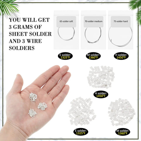 Silver Jewelry Solder Chips And Wires Kit 330 Pieces Of Fine Silver Precut Solder Chips 2x2 Mm And 3 Soft Medium Hard Silver Solder Wires