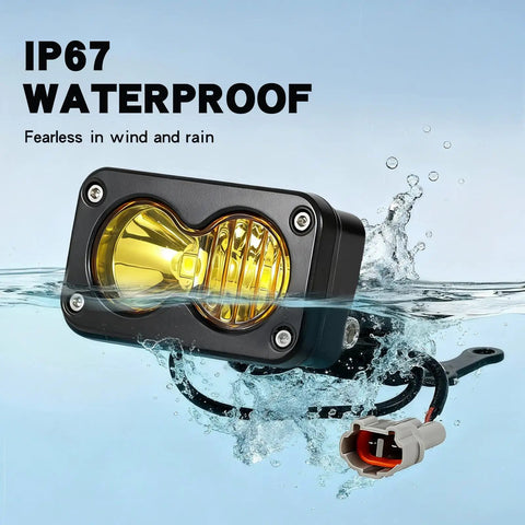 3500K Amber LED Headlight Upgrade For E-Bikes And Off Road Rides With High Lumen Yellow Pod Light, Handlebar Switch, Plug And Play E-Bike Light Bar, Waterproof Vision Kit For MX3 MX4 MX5 E Ride Pro S SS Tuttio