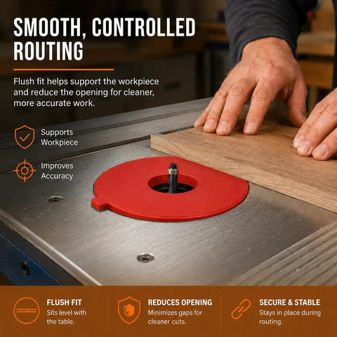 Half Inch Router Table Insert For Ryobi Bt Series Saw Featuring Dead On Friction Fit Placement And Precision Opening Reducer during wood routing.