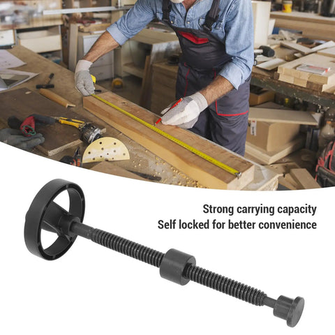 T18 Workbench Screw Vise for Woodworking Heavy Duty Clamp with 100mm Jaw and 350mm Reach shown beside craftsman at workbench