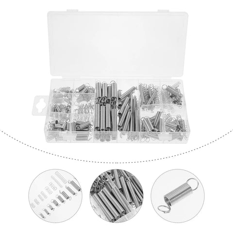 Cabilock 200 Piece Steel Compression And Extension Springs Assortment Kit For Heavy Duty Industrial Repairs Mechanical Maintenance And Auto Engines Rust Resistant Small Spring Set in compartment box