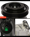Solid Ride Air Conditioning Compressor With Clutch 6Sbu16c Unit Prefilled With Pag46 Oil four groove pulley and connection details.