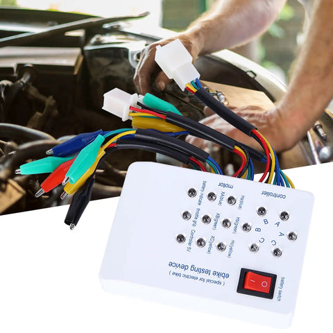 Rugged DIY Friendly Brushless Motor Controller Tester For E Bikes And Electric Scooters 115x80x26 Mm with cables near car engine