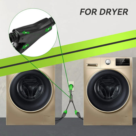 Heavy Duty 30 Amp NEMA 10-30 Dryer Splitter 3 Prong To Dual 10-30R Y Receptacle 26.5 Inch for dual dryer connection