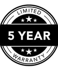 Limited warranty badge indicating 5-year coverage, related to Rough-In Pressure Balanced Shower Valve Model 524744 Offers Consistent Hot And Cold Temperature Control For Smooth Showers, Compatible With Valve And Trim Plumbing Program Components, Durable Forged Brass Construction.