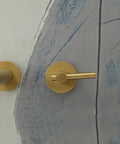 Close-up of handles from the Wall Mount Tub Filler With Two Handles Bathtub Faucet, Gold Brushed Finish.