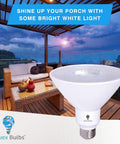 Outdoor patio with Six Pack High Power Outdoor PAR38 Super Bright LED Flood Light Bulbs 17W 170W 1700 Lumens installed