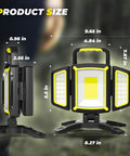Rechargeable 30W LED Work Light With 3000 Lumen Output On The Job 5 Modes Magnetic Base dimensions shown in inches