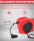 Heavy Duty 50ft Retractable Extension Reel with 14AWG 3C SJTOW Cord Built Tough Triple Tap Outlet 13 Amp Circuit Breaker