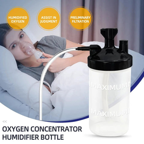Three Pack Oxygen Humidifier Bottle With Twelve Inch Adapter Tubing Easy Install Grab And Go Lightweight Portable Safe Durable Plastic