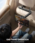 Backseat Tablet Mount With Three In One Extension Arm For Car Headrest Adjustable Holder Fits 4.7 To 11 Inch Tablets in use
