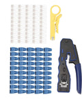 All In One Ethernet Crimp Tool For Cat5 Cat5e Cat6 Cat6A Pass Through Connectors Cutter And Wire Stripper with accessories