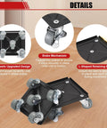 FLKQC Heavy Duty Furniture Movers Sliders Set With Lift Tool And Non Slip Pads showing upgraded 5-wheel design and brake mechanism.