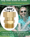 Brass 3/4 GHT Female To 3/4 GHT Male Swivel Adapter For Garden Hoses, 360 Degree Anti Twist Connector, O Ring Seal No Leaks, Pressure Washer Gun Swivel Fitting, Easy To Use, Durable Brass Construction on garden hose