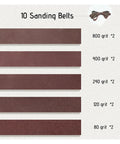 10 sanding belts of varying grits for the Mini Multifunctional Electric Belt Sander For Jewelry Polishing And Finishing.