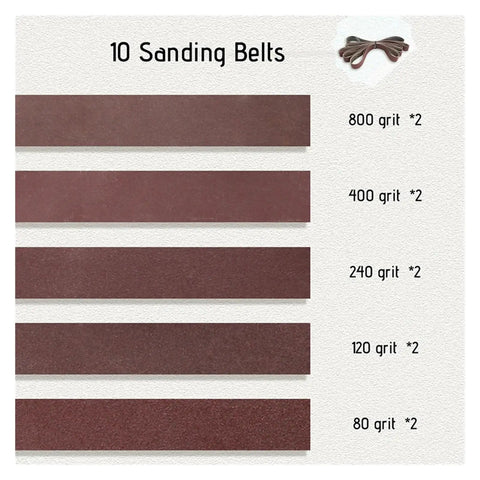 10 sanding belts of varying grits for the Mini Multifunctional Electric Belt Sander For Jewelry Polishing And Finishing.