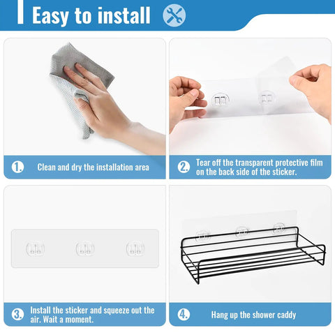 15 Pack Hella Strong Shower Caddy Adhesive Strips Heavy Duty No Drill Bathroom Organizer Mounting Tape Replacement Pads Rock Solid Waterproof Hold For Wall Shelves And Storage Baskets