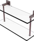 Montero Collection 16 Inch Two Tier Glass Shelf In Antique Copper Finish Solid Brass Wall Mount With Concealed Hardware