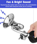 Old School Clown Horn For Kids And Bikes And Cars, Vintage Metal Twist Siren Hooter With Loud Honk in hand squeezed to make sound