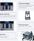 LCD display and features of Hot Air Soldering Station With 1000W Power, ST862D Digital Rework Station, detailing size and magnetic induction.
