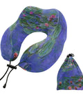 Monet Water Lilies Travel Neck Pillow With Washable Cover Memory Foam Support Cushion For Napping On Planes Trains