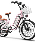 Beast 1500W Peak Electric Fat Tire Bike For Adults With Removable 48V Battery And 20 25 60Ah Options, Up To 80 Mile Range, 20x4 Fat Tires, All Terrain E Bike For Commute Beach Snow UL Certified pink step-through frame with front basket and rear seat