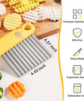 Crinkle Cutter & French Fry Cutter with yellow ergonomic handle and 4.57-inch stainless steel blade.