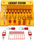 Pro Grade Heavy Duty Lockout Tagout Station Kit with Loto Devices, 12 Padlocks, 6 Hasps, 30 Do Not Operate Tags, OSHA Compliant