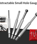 Four Piece Dial Bore Gauge Set For Measuring Small Holes 3-13mm, Telescoping Steel Bore Gage Kit With Micrometer, Pack and Case Included