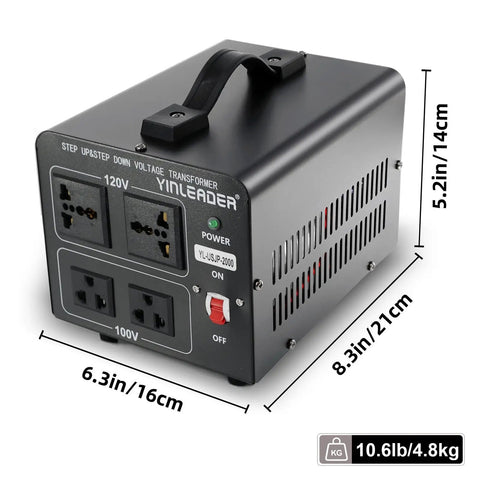 2000W Voltage Transformer 120V To 100V And 100V To 120V Step Up Down Power Converter with dual 120V and 100V sockets