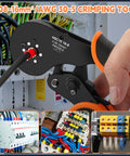 Person using Ferrule Crimping Tool Kit All-In-One With Self-Adjusting Pliers, 0.08-16 Mm2 AWG 30-5, Includes 2050 Wire Connectors