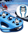 Zipline Pulley System With 30KN Double Tandem Trolley And 25KN Carabiner for Quarter Inch to Half Inch Cables, front view