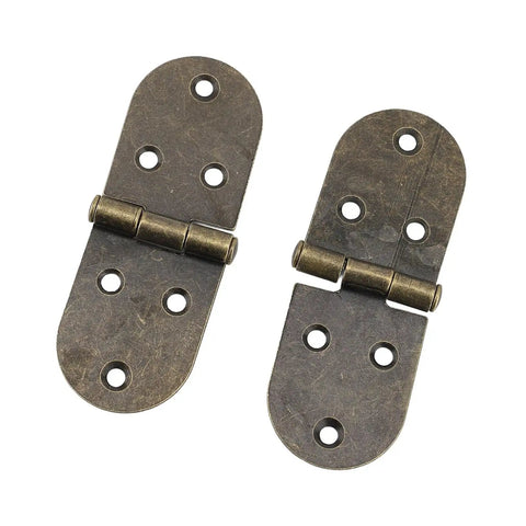 Two bronze 10 Pack 180 Degree Folding Bronze Flip Top Round Hinges For Sewing Machine Tables, Drop Leaf Desks, and Cabinets