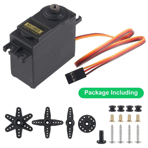 MG995 Metal Gear Servo Motor Pack Of 5, 180 Degree Digital High Torque Servo with gears and screws for RC cars, robots.