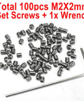 Beefy 100 Pack M2 X 2mm Set Screws Stainless Steel 304 Hex Socket Allen Head With 0.9mm Allen Wrench Included