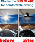 Snuffing That Road Shine With This Badass Anti Glare Car Sun Visor Built For The Tesla Cybertruck showing before and after glare reduction.