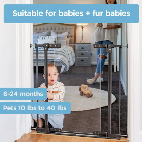 Clear Ultimate Baby Gate With Auto Close Walk Through No Fuss Safe Step Design Secure Handle Pressure Mounted Stairs Gate