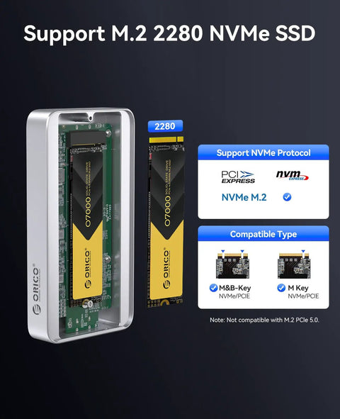 Straight Fire 80Gbps M.2 NVMe SSD Enclosure Portable External Drive with visible M.2 2280 SSD for easy external storage