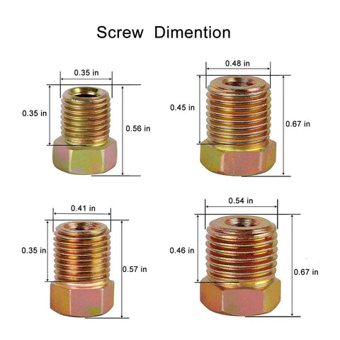 Upgraded 25 Feet 3 By 16 Inch Copper Coated Brake Line Tubing Kit fitting dimensions shown with measurements