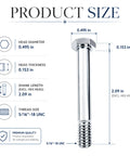 Beefy 100 Pack 5/16-18 Hex Head Bolts 2.09 Inch Zinc Plated Carbon Steel For Handcarts Replacement Hub Bolts Ideal For Fleet Repairs And Warehouse Maintenance product size diagram