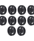Heavy Duty Smooth Action Nylon Bearing Pulley Wheels 10 Pack with 90mm Diameter and 10mm Center Bore for gym cable systems.