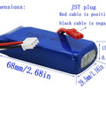 Two Pack 7.4V 1200mAh LiPo Battery Pack With JST Plug And USB Cable Replacement For UDIRC UD1601 UD1602 Pro Fisca Cheewing RC trucks