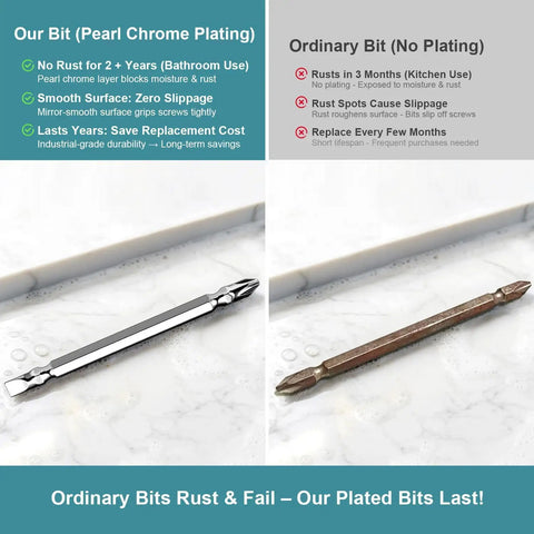 Comparison of pearl chrome-plated bit and ordinary bit for 3.6V Cordless Screwdriver With Ultra Strong Magnetic Bit 2-In-1 Manual And Auto