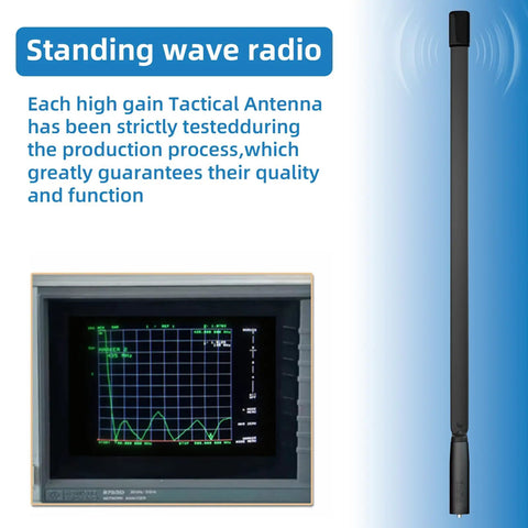 Dual Band Ham Radio Antenna 144 430 MHz High Gain Eighteen And A Half Inch, standing wave test display