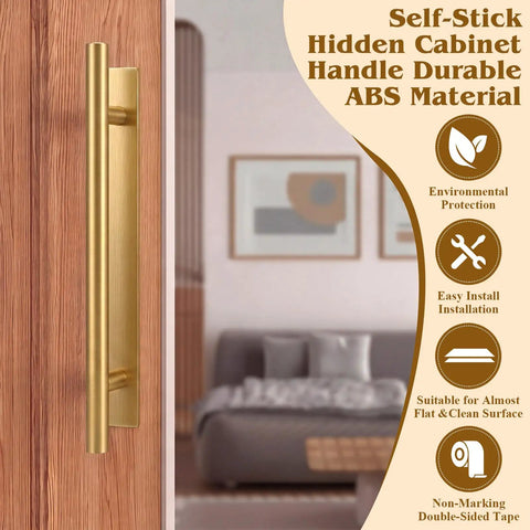 50 Pack Self Stick Push Pull Helper Drawer Pulls Stick On Cabinet Handles ABS Plastic Adhesive Door Hardware Gold Finish