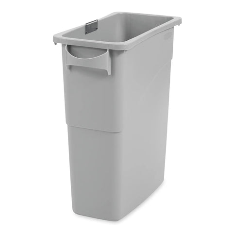 Slim Jim Confidential Doc Trash Can With Locking Lid, 16 Gallon, Gray, featuring tamper-resistant paper slot, commercial grade for office use.