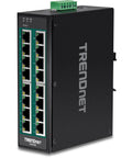 Unmanaged Industrial 16 Port Gigabit PoE Plus DIN Rail Switch For Rugged Networks Plug And Play Supporting 10 100 1000 Mbps NDAA Compliant