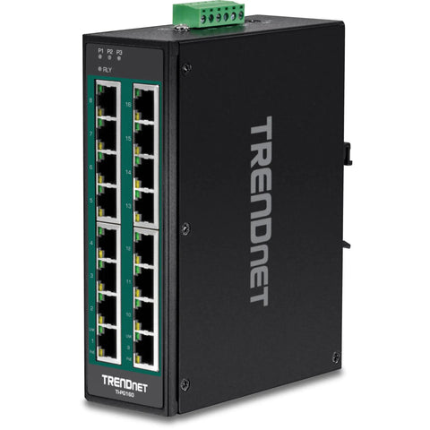 Unmanaged Industrial 16 Port Gigabit PoE Plus DIN Rail Switch For Rugged Networks Plug And Play Supporting 10 100 1000 Mbps NDAA Compliant
