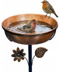 Rust Resistant Metal Bird Bath For Outside With 12 Inch Wide Bowl And 3 Inch Deep Water, 36 Inch Tall On Stable Five Prong Stake